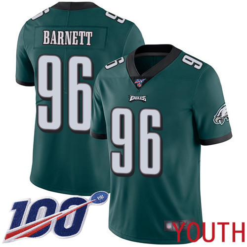 Youth Philadelphia Eagles #96 Derek Barnett Midnight Green Team Color Vapor Untouchable NFL Jersey Limited 100th